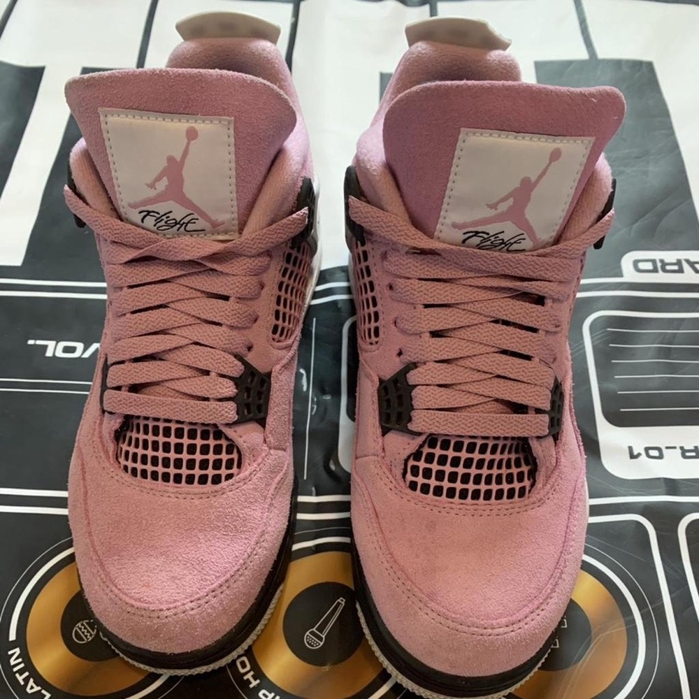 Jordan Pink Suede Retro 4 Sneakers - Picture 2 of 7